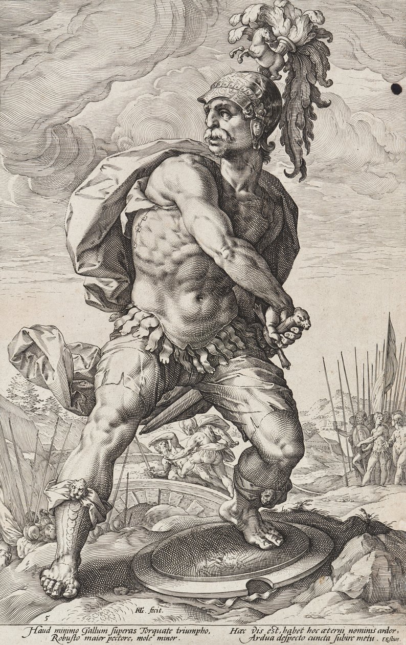 Tito Manlio Torcuato (Héroes romanos, lámina 5) de Hendrick Goltzius