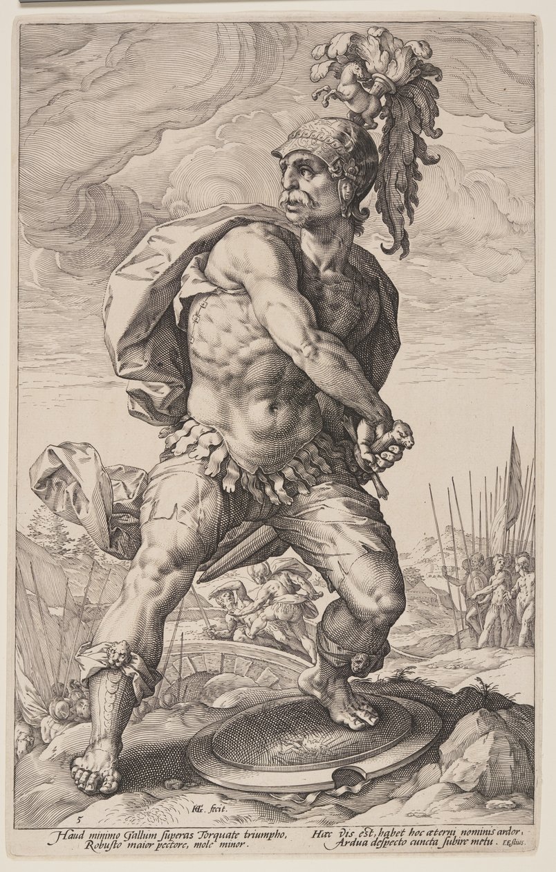 Tito Manlio Torcuato, de Los héroes romanos de Hendrick Goltzius