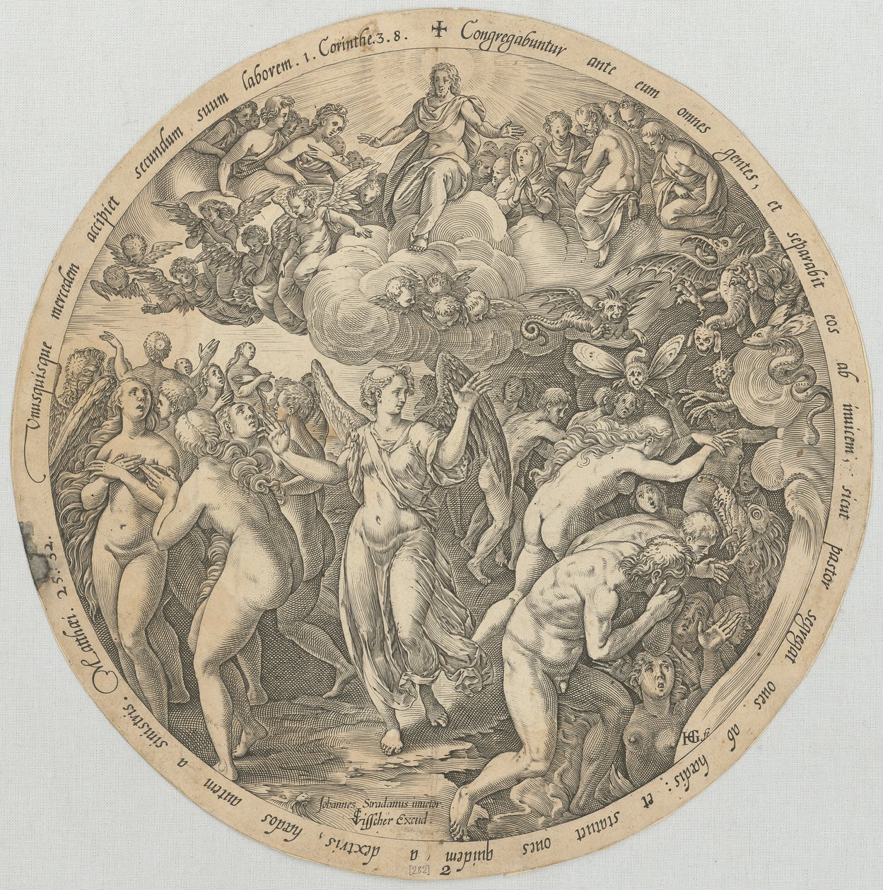 La separación de los justos de los injustos, lámina 2 de la serie «Las cuatro últimas cosas» de Hendrick Goltzius