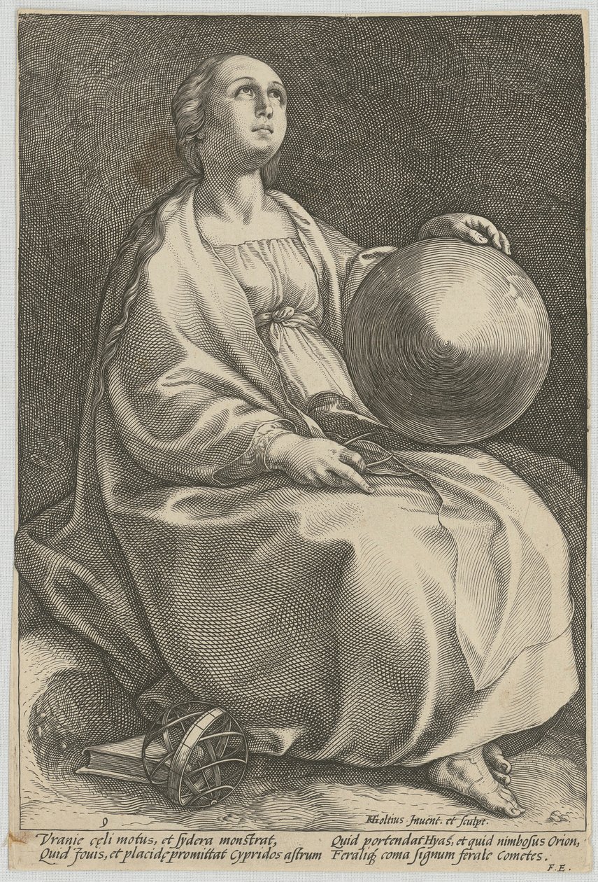Urania, lámina 9 de la serie «Las nueve musas» de Hendrick Goltzius