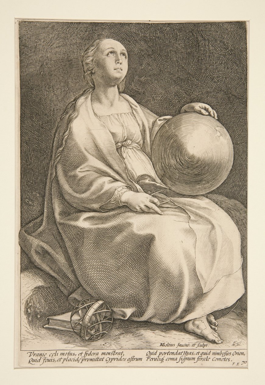 Urania, lámina n.º 9 de la serie «Las nueve musas» de Hendrick Goltzius