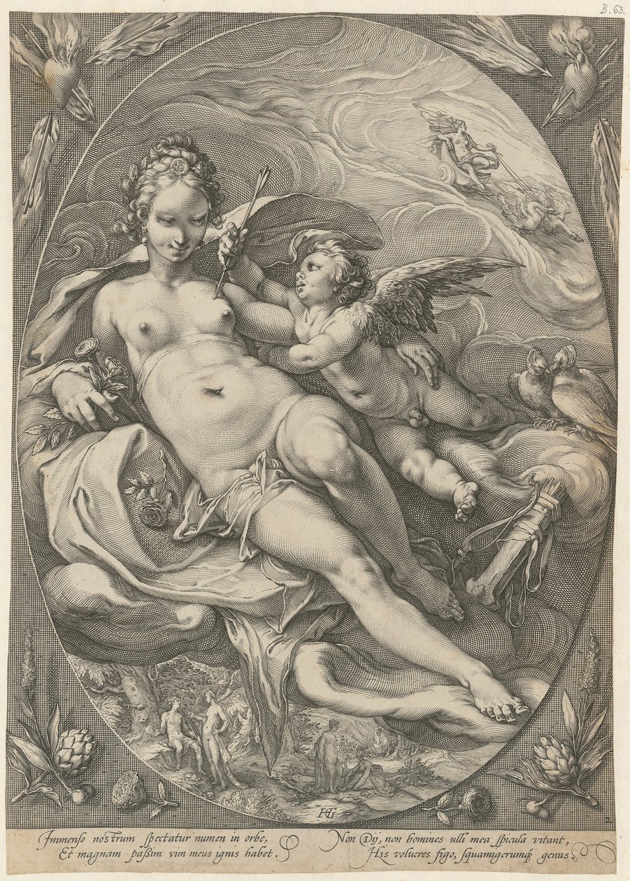 Venus y Cupido, lámina 2 de la serie «Tres diosas» de Hendrick Goltzius