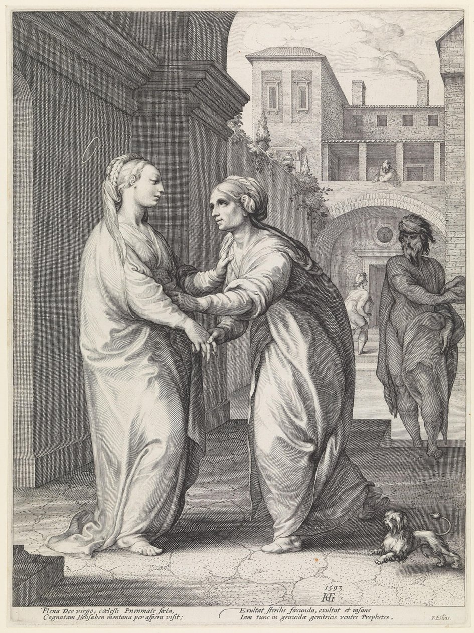 La Visitación, María y su prima Isabel de Hendrick Goltzius