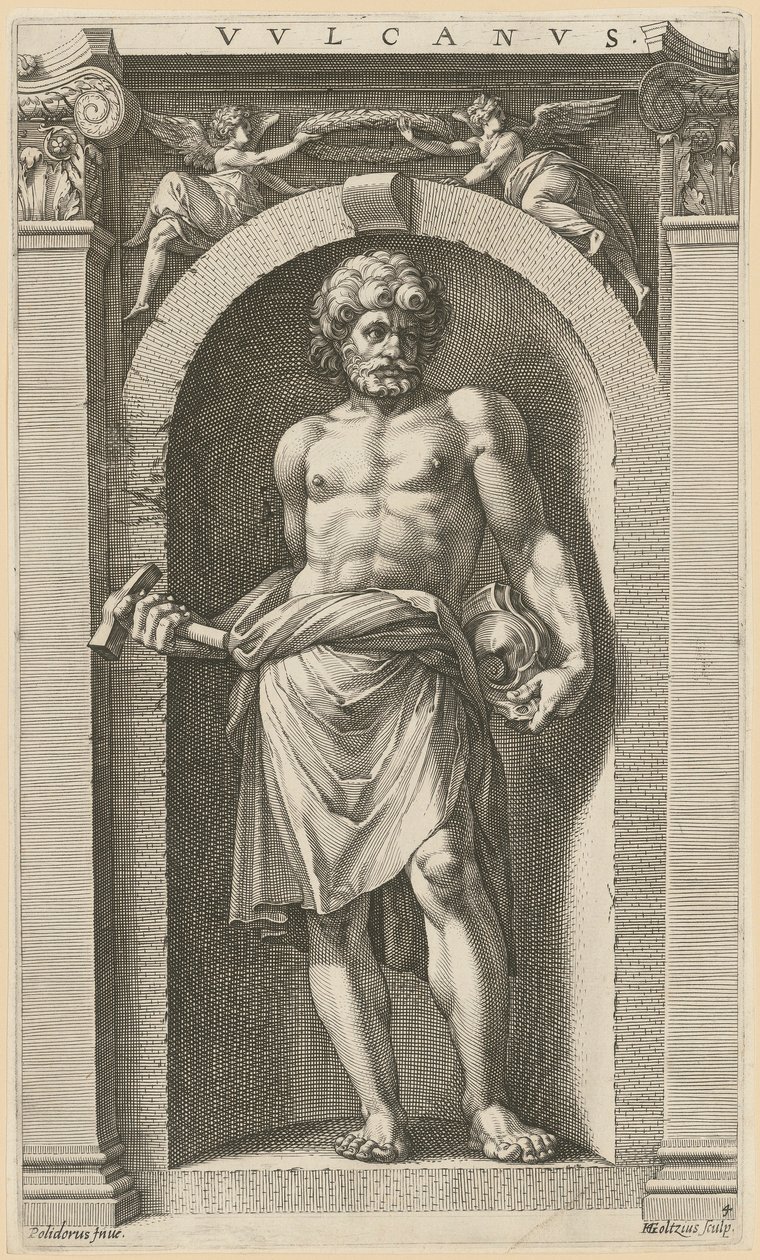 Vulcano, lámina 4 de la serie «Ocho deidades antiguas» de Hendrick Goltzius