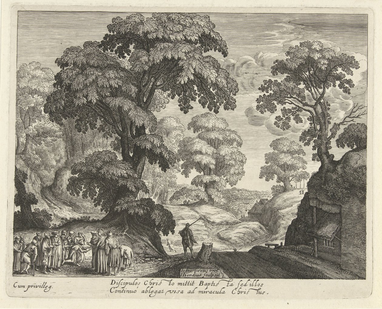 Paisaje con la curación de los ciegos de Hendrick Hondius (I)