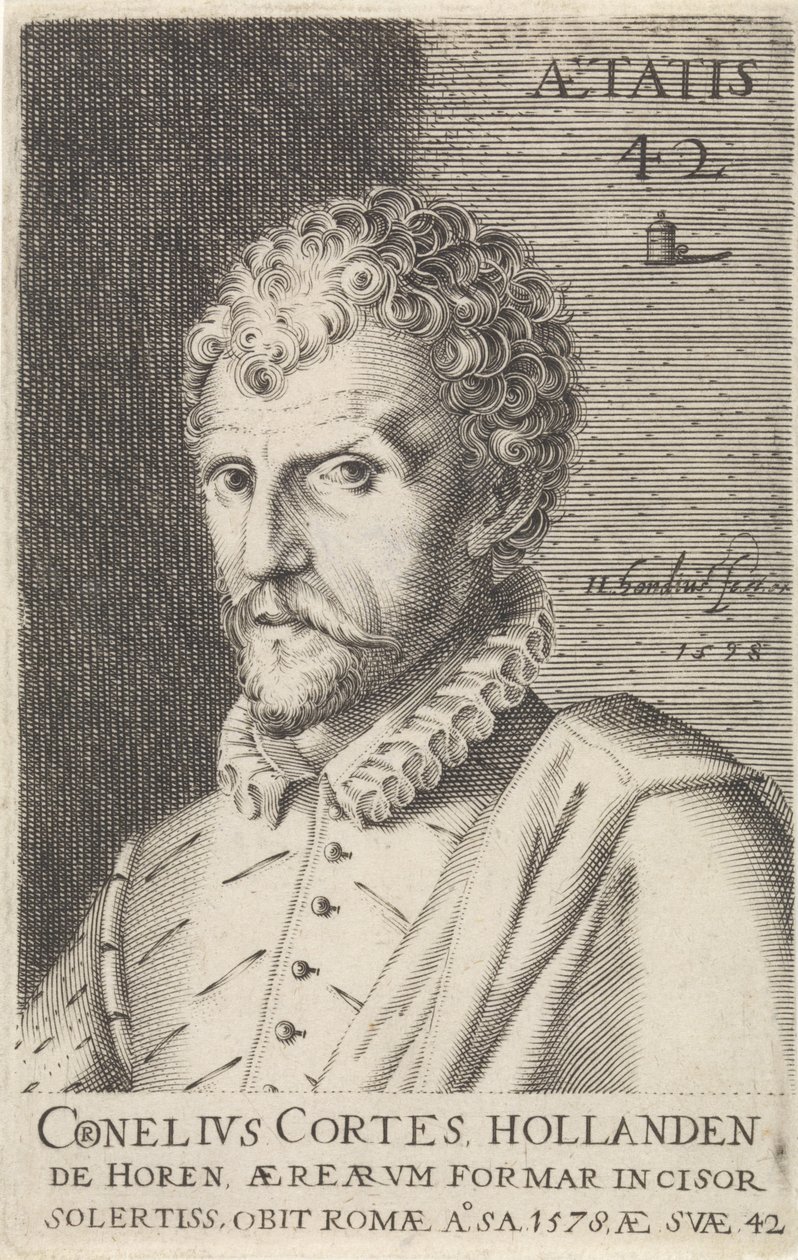 Retrato de Cornelis Cort Artistas ilustres (título de serie) de Hendrick Hondius (I)