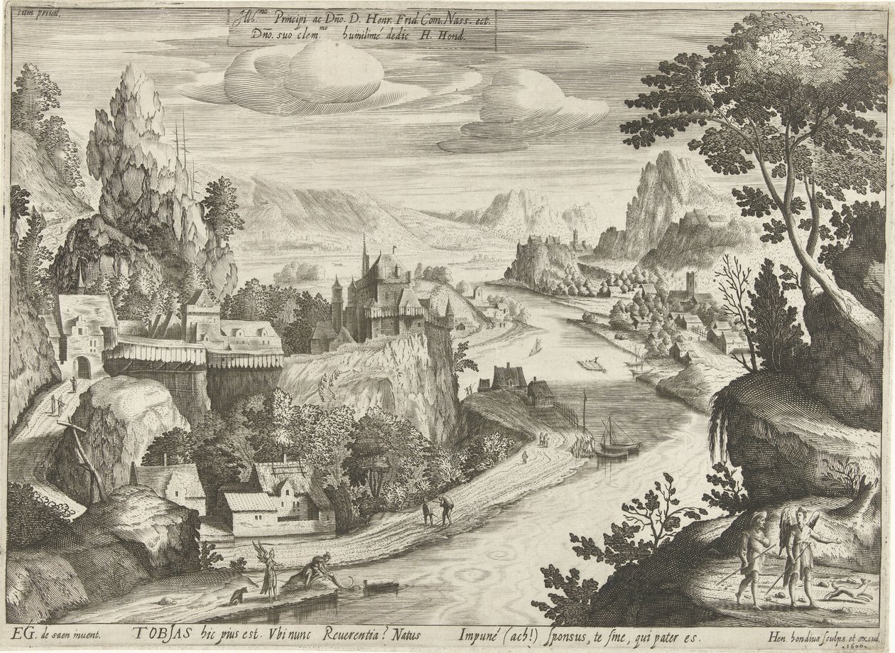 Tobías y el ángel atrapan peces en el Tigris de Hendrick Hondius (I)