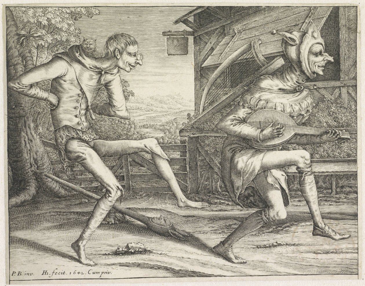 Dos tontos bailando Loco (título de la serie) de Hendrick Hondius (I)