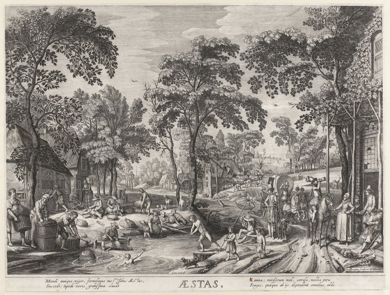 Verano, una empresa junto a un lago. Aestas (título sobre objeto) Las cuatro estaciones (título de la serie) de Hendrick Hondius (I)