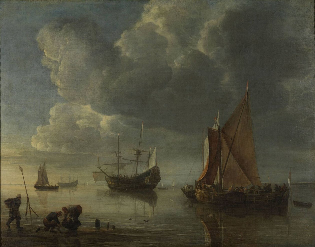 Un mar en calma, 1655-1657 de Hendrick Jacobsz. Dubbels