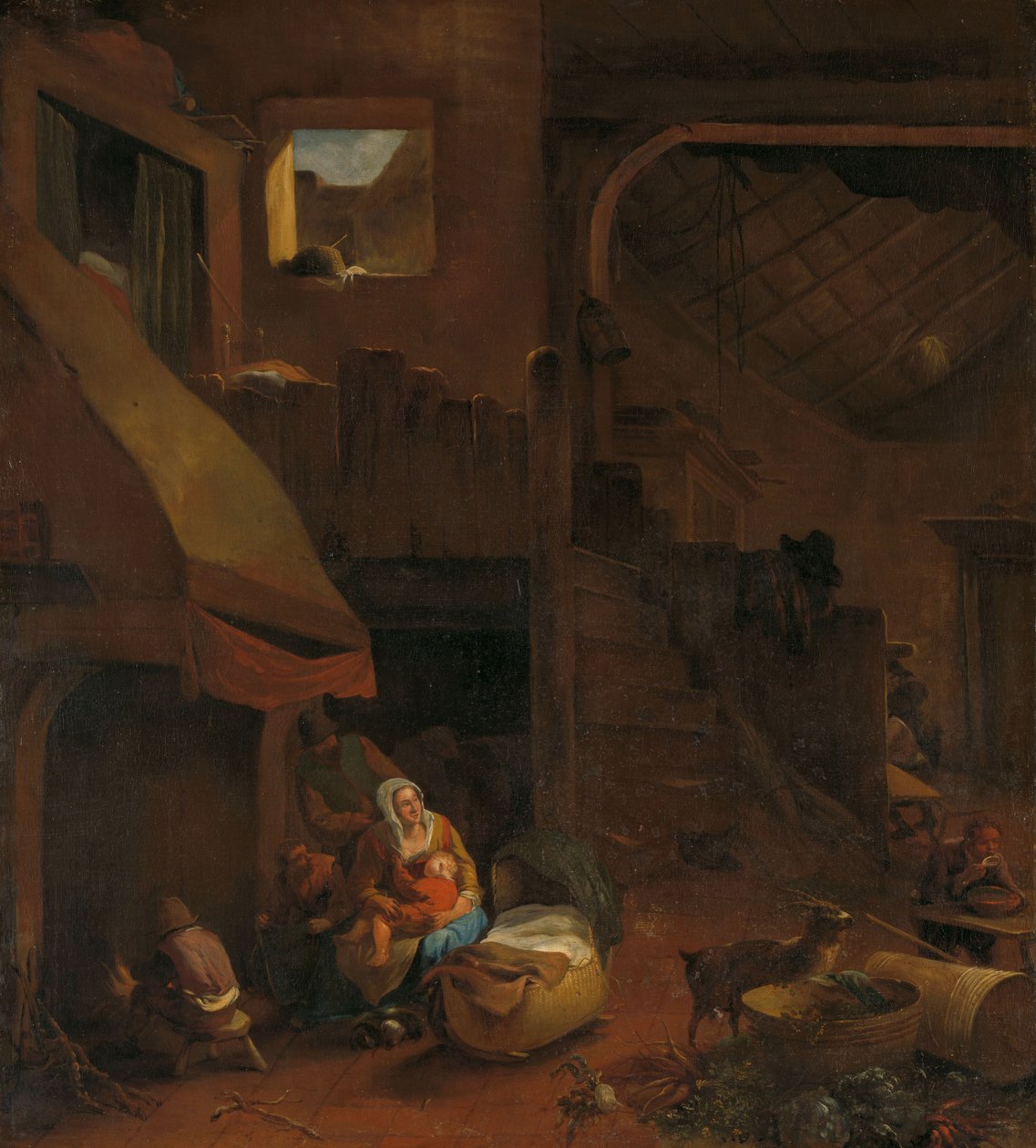 Interior de una choza campesina de Hendrick Mommers