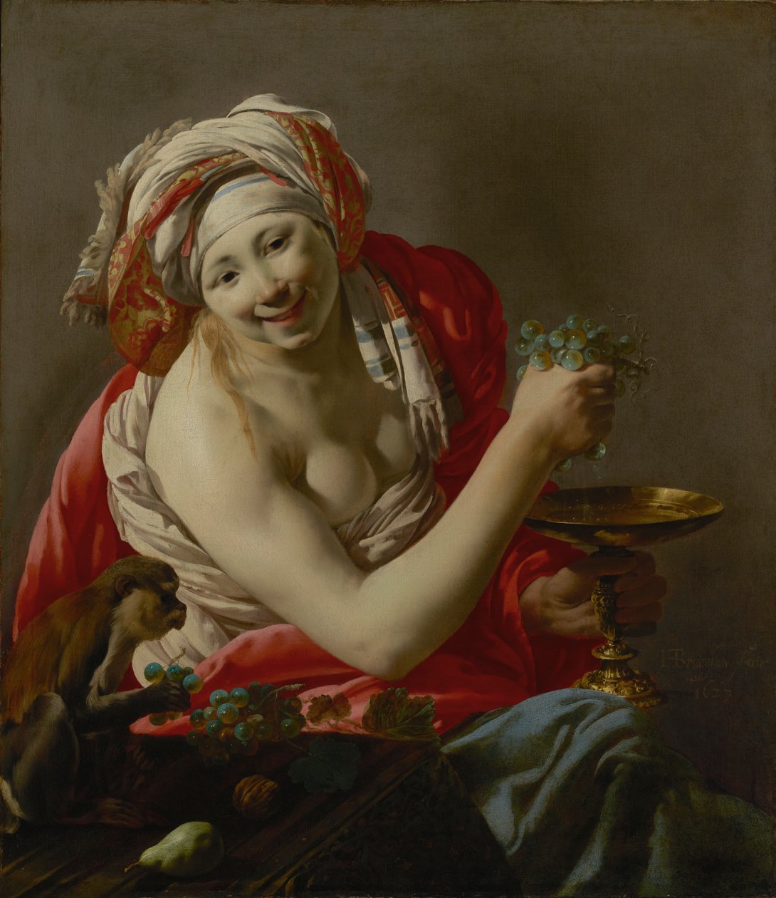 Bacante con un mono de Hendrick ter Brugghen