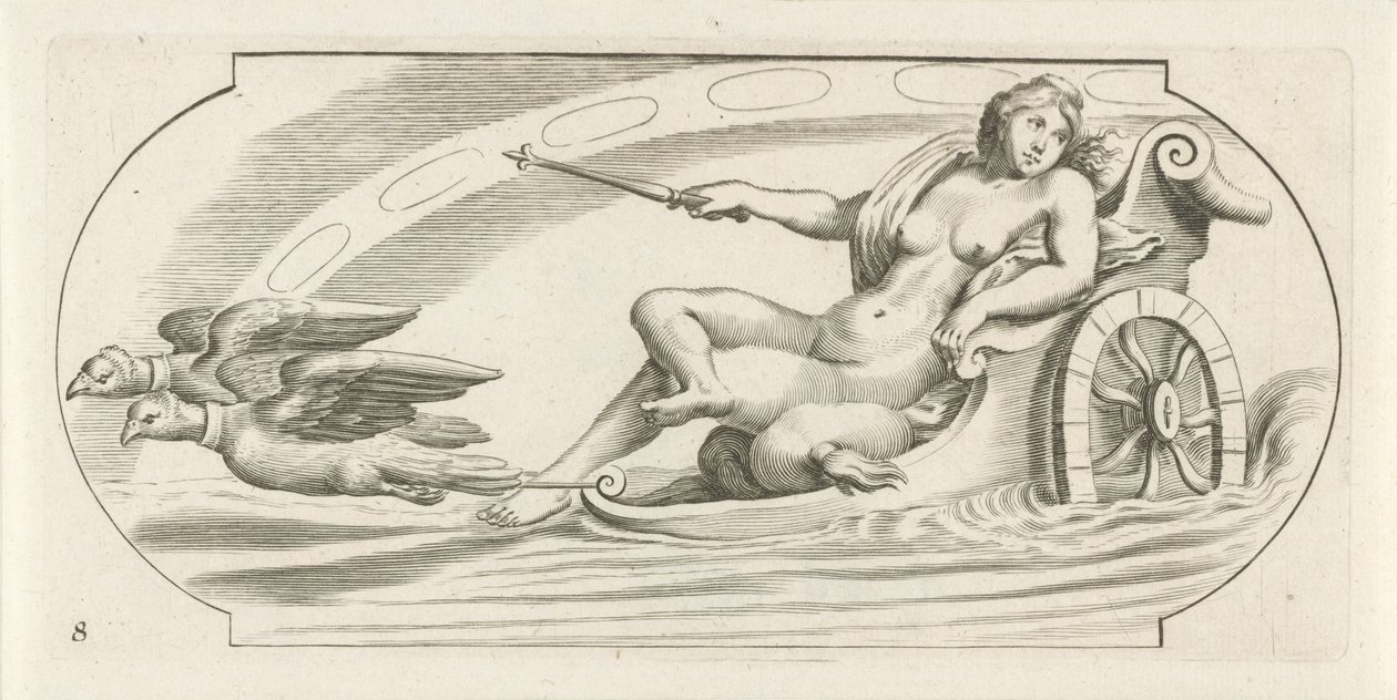 Aurora en un carro Nouveau Livre des Dieux et Deeßes De la Marine Bouckje of Sea Gods and Goddesses (título de la serie) de Hendrick de Keyser (I)