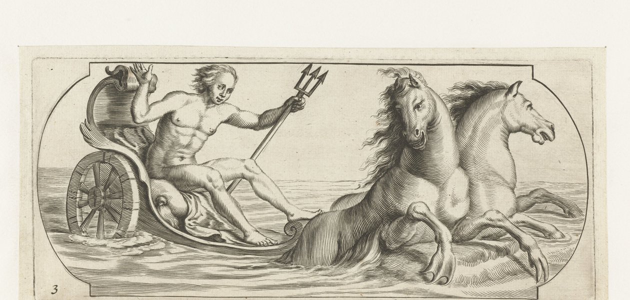 Neptuno en un carro Nouveau Livre des Dieux et Deeßes De la Marine Bouckje of Sea Gods and Goddesses (título de la serie) de Hendrick de Keyser (I)