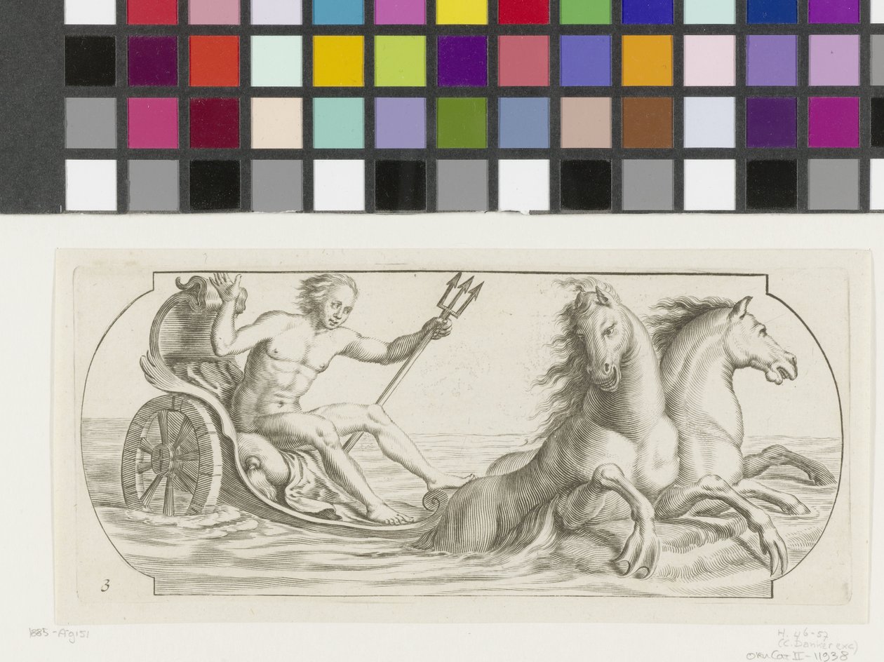 Neptuno en un carro Nouveau Livre des Dieux et Deeßes De la Marine Bouckje of Sea Gods and Goddesses (título de la serie) de Hendrick de Keyser (I)