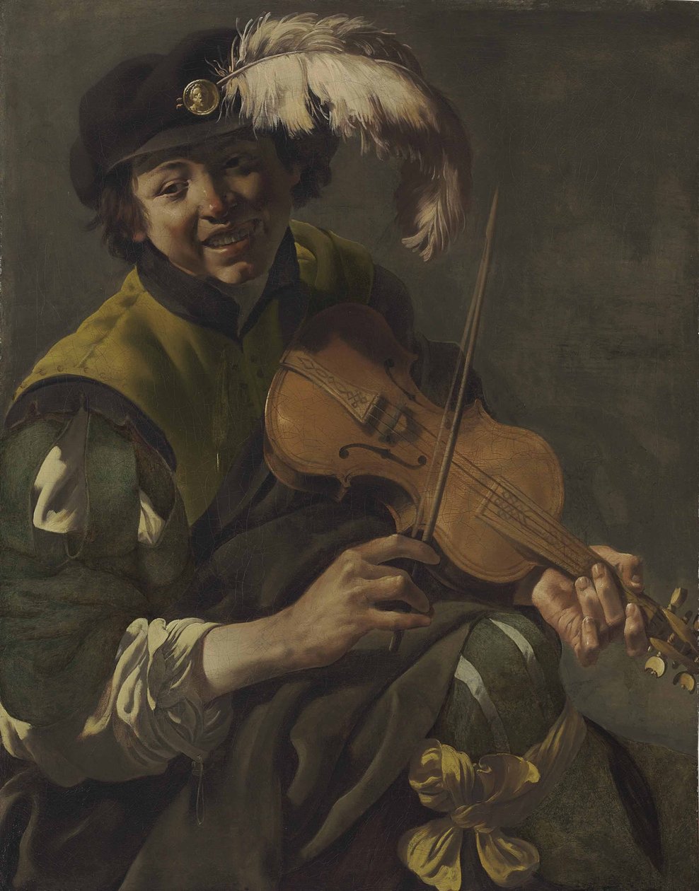 Un joven toca el violín de Hendrick ter Brugghen
