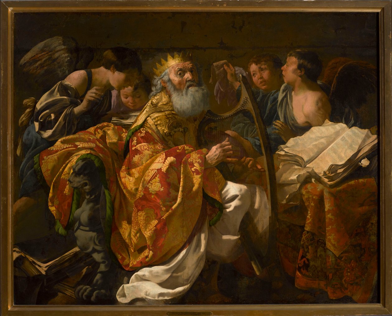 El rey David tocando el arpa rodeado de ángeles de Hendrick ter Brugghen