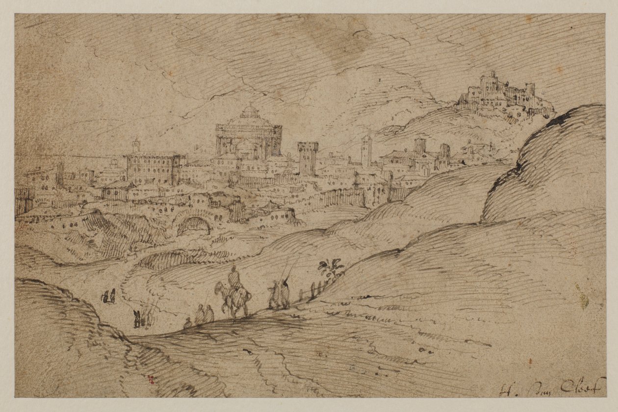 Paisaje con vista de una ciudad, siglo XVI de Hendrick van Cleve
