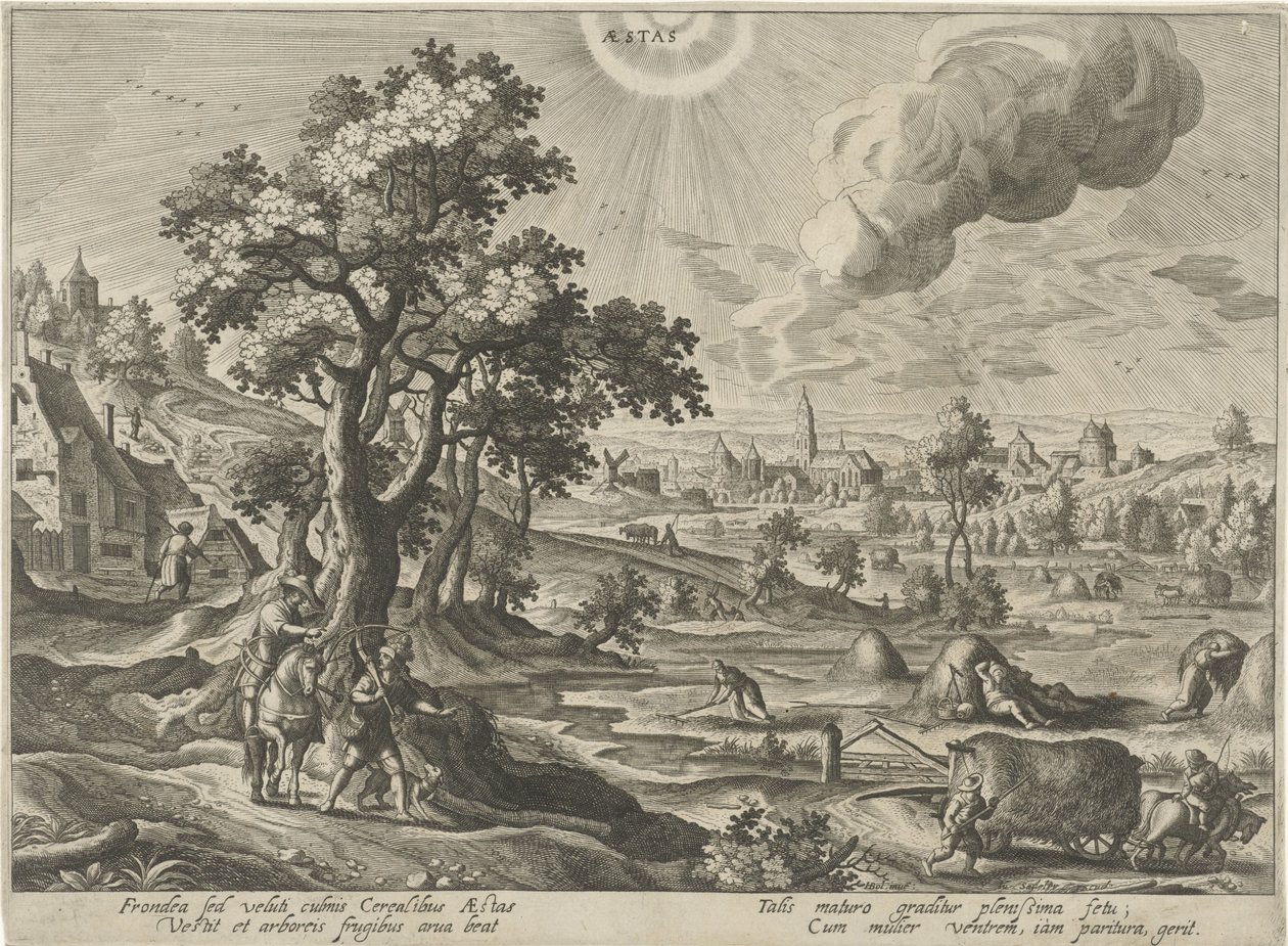 El verano Aestas (título sobre objeto) Las cuatro estaciones (título de la serie) de Hendrick van Schoel