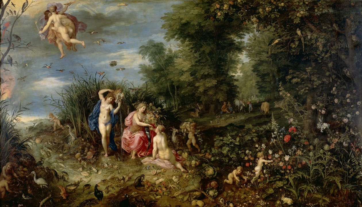 La abundancia y los cuatro elementos, c.1615 (óleo sobre tabla) de Hendrick van and Brueghel Jan (1568 1625) Balen