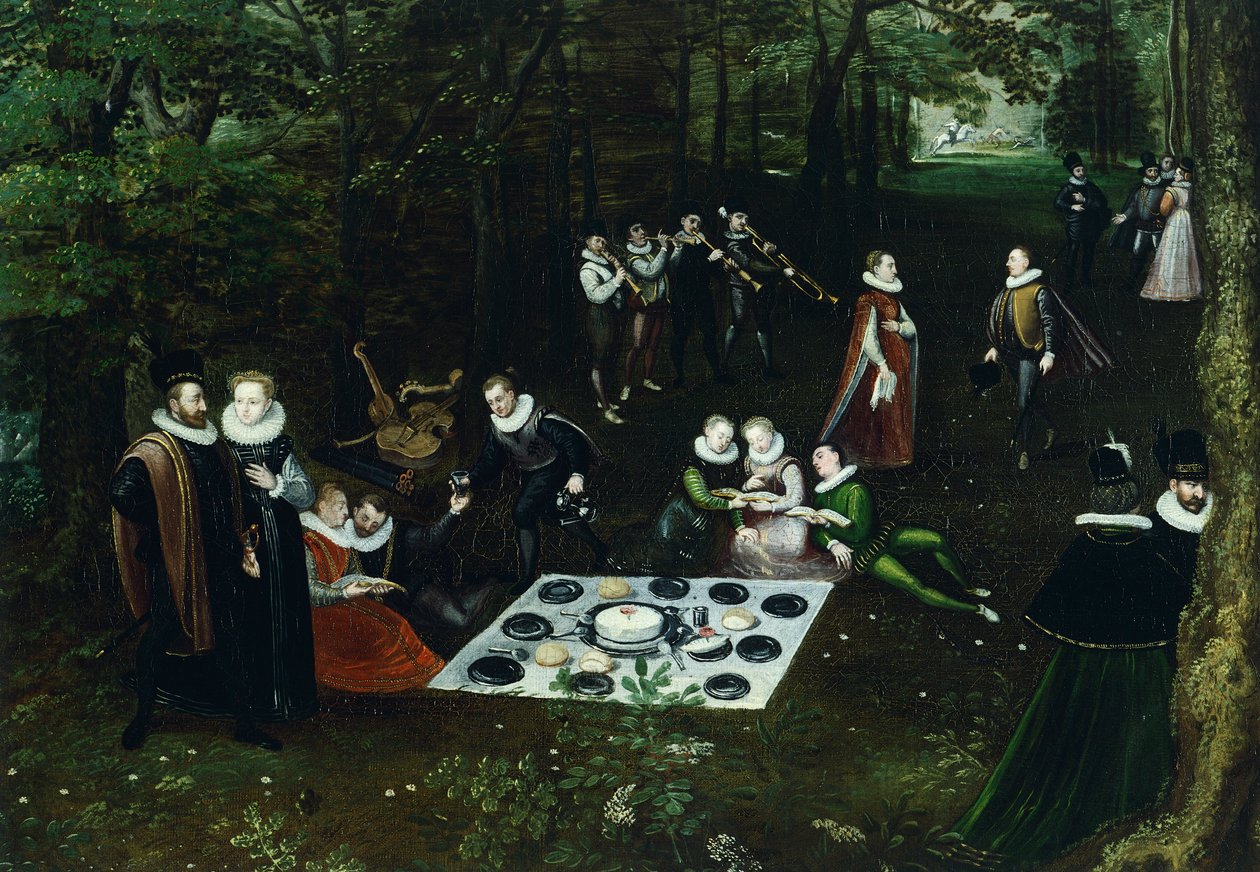 Paisaje en primavera, de Lucas van Valkenborch (hacia 1530-1597), Detalle de Hendrick van den (1530 97) Broeck