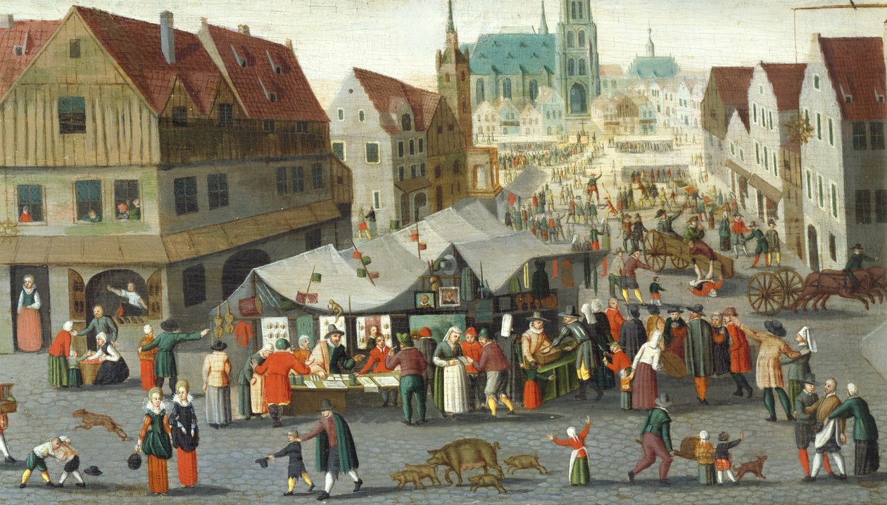 Plaza del Mercado, de Hendrick van Steenwijck Younger (hacia 1580-1649) de Hendrick van the younger Steenwijck