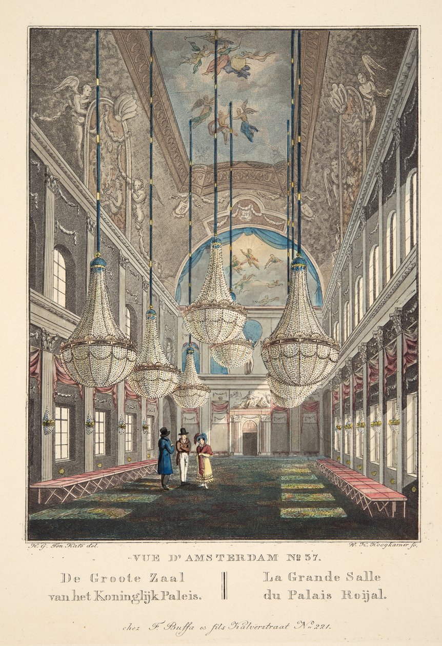 Vista de Ámsterdam No.37. La Gran Sala del Palacio Real, 1825 de Hendrik Gerrit ten Cate