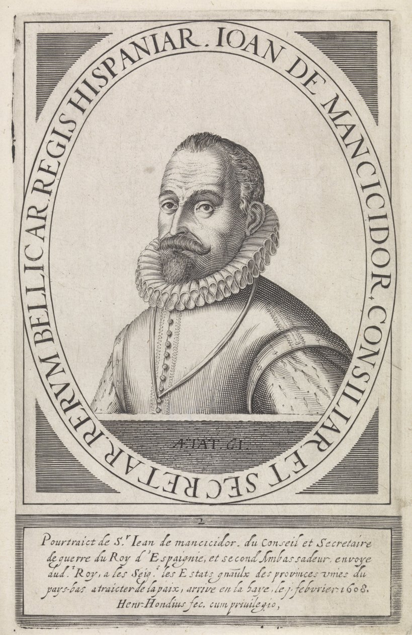 Juan de Mancicidor, de Belgiae Pacificatorum Vera Delineatio (1608) de Hendrik I Hondius