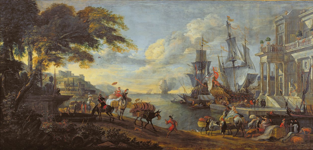 Vista de un puerto oriental, 1688 de Hendrik van Minderhout