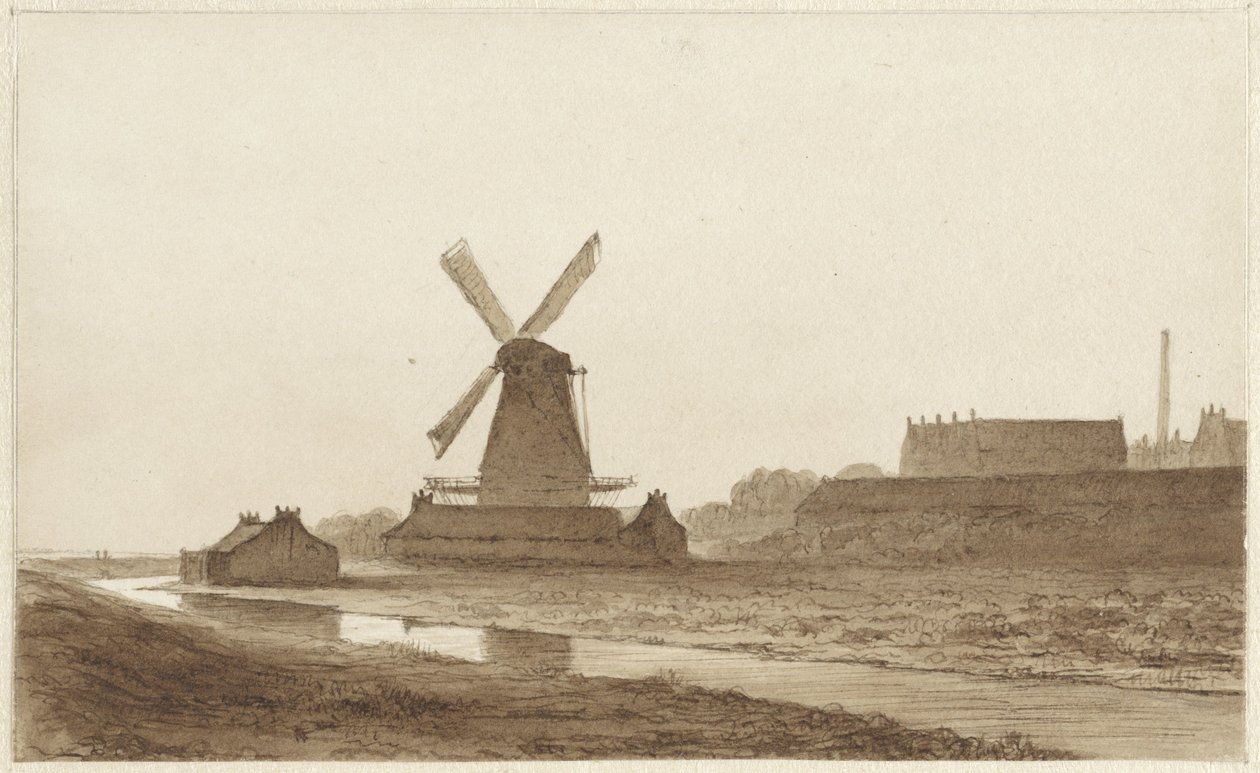 Molino de viento en la fortaleza Het Blauwhoofd de Ámsterdam de Hendrik Abraham Klinkhamer