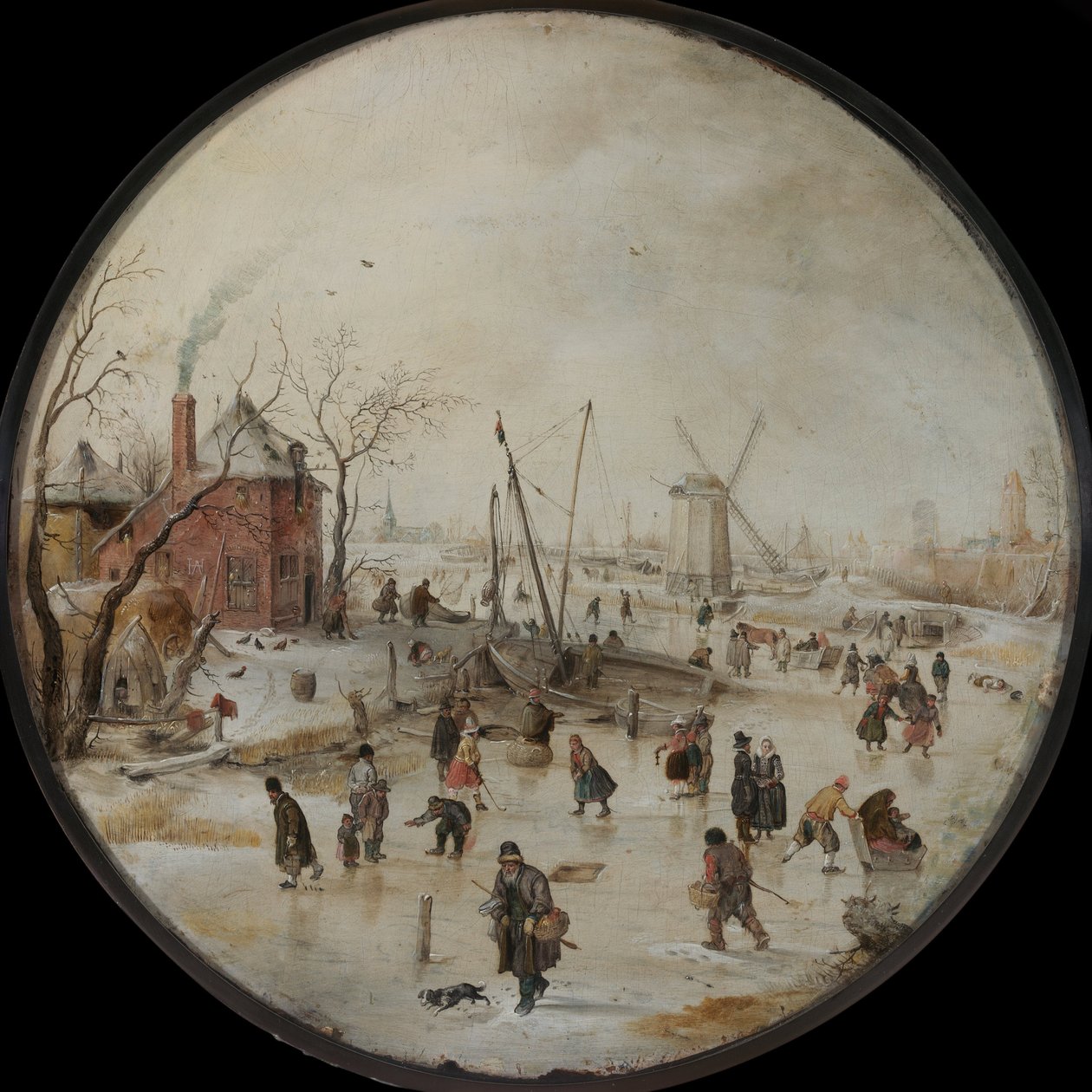 Río congelado con patinadores de Hendrik Avercamp