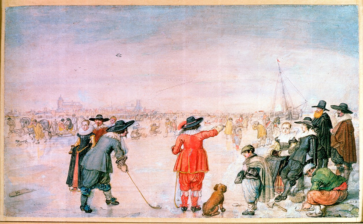 Golf sobre el hielo en el río Ijsel cerca de Kampen de Hendrik Avercamp