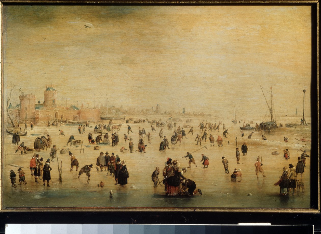 ""Patinadores sobre hielo"" (Escena de invierno) (holandés) Pintura de Hendrick Avercamp (1585-1634) alrededor de 1615 Moscú, Museo Pushkin de Bellas Artes de Hendrik Avercamp