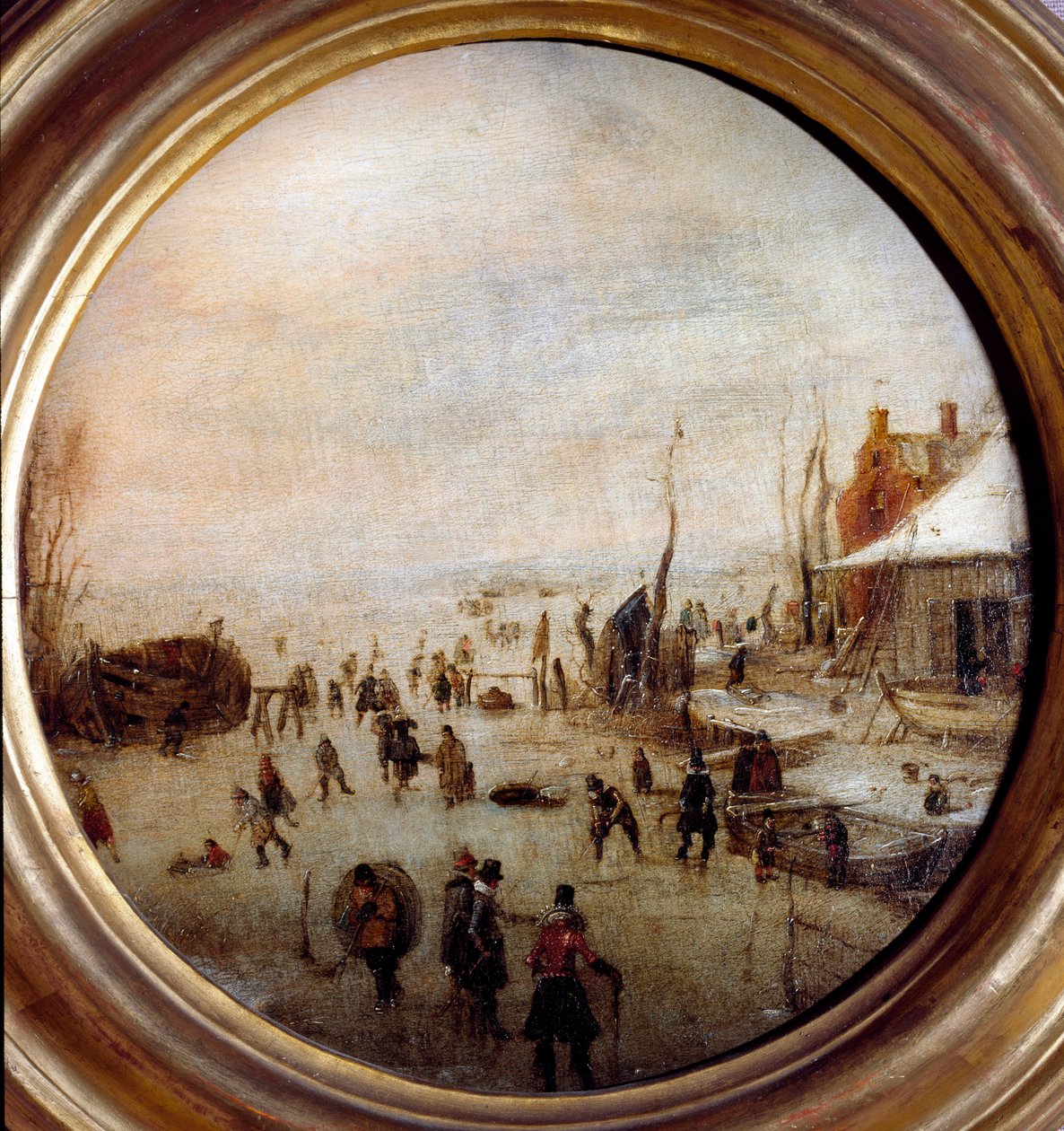 Paisaje de invierno con patinadores y jugadores de hockey de Hendrik Avercamp
