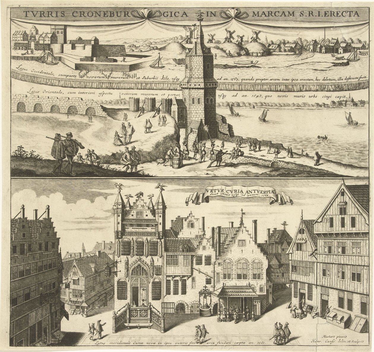 Vista del Kroonenburg y el Antiguo Ayuntamiento de Amberes de Hendrik Causé