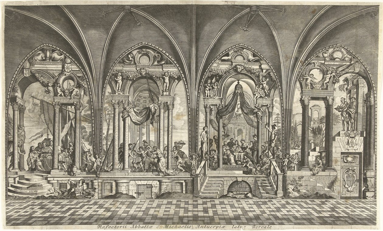 Pinturas en el refectorio de Sint Michielsabdij en Amberes de Hendrik Causé