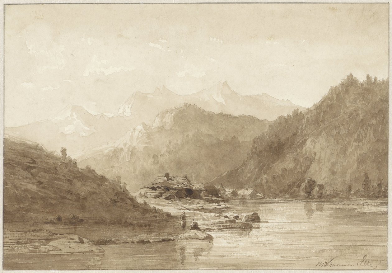 Paisaje de montaña con un lago de Hendrik Dirk Kruseman van Elten