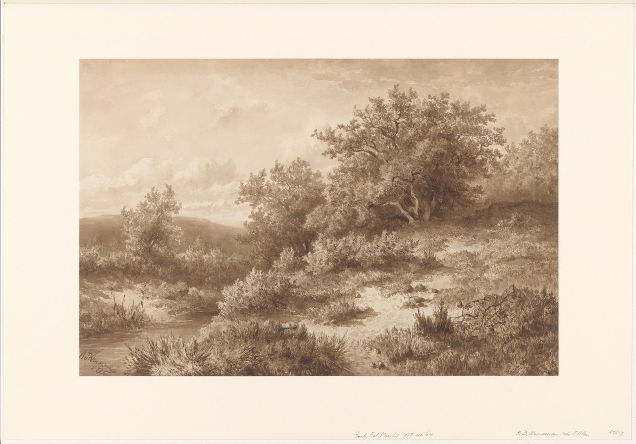 Paisaje con arroyo y arbustos de Hendrik Dirk Kruseman van Elten
