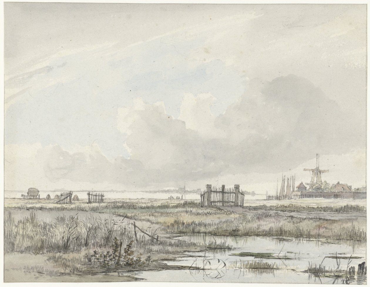 Paisaje pantanoso a las afueras de una ciudad de Hendrik Gerrit ten Cate