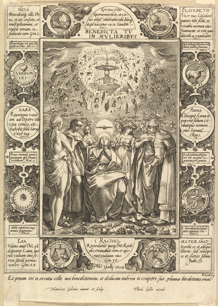 Benedicta tu in Mulieribus, de Alegorías Cristianas y Profanas de Hendrik Goltzius