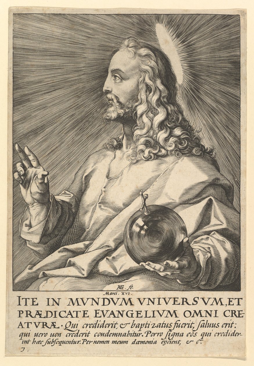 Cristo, de Cristo, los Apóstoles y San Pablo con el Credo, ca. 1589 de Hendrik Goltzius