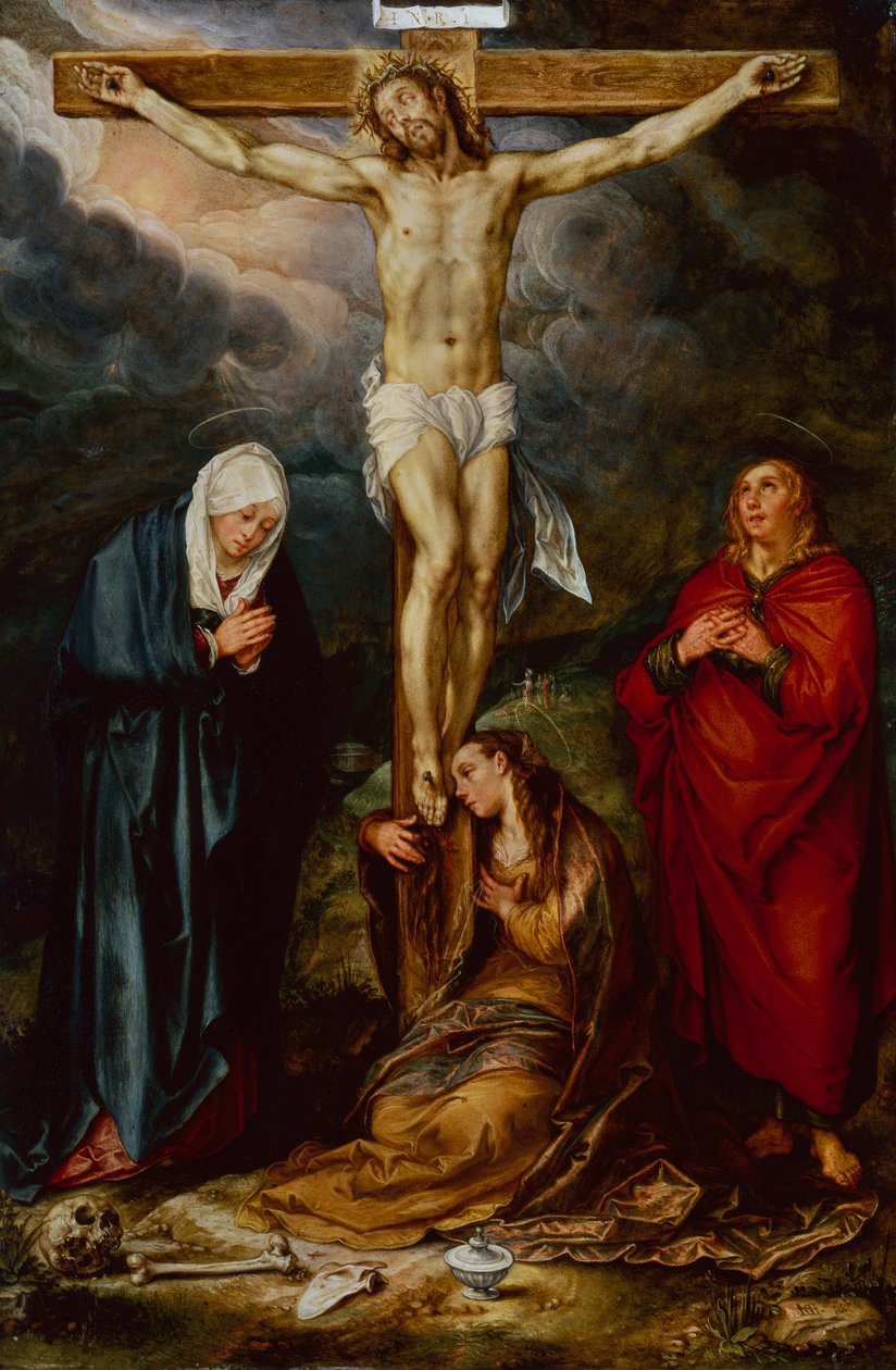 Cristo en la Cruz, con María, San Juan y la Magdalena de Hendrik Goltzius