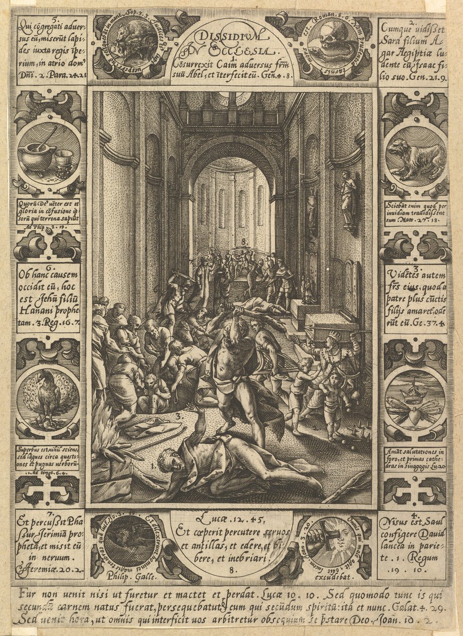 Disensión en la iglesia Dissidium in Ecclesia, ca. 1578 de Hendrik Goltzius