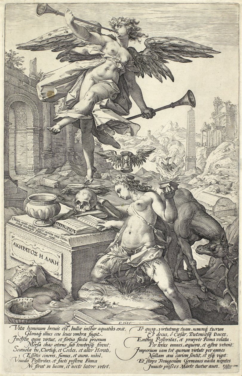 Fama e Historia, de Héroes Romanos, 1586 de Hendrik Goltzius