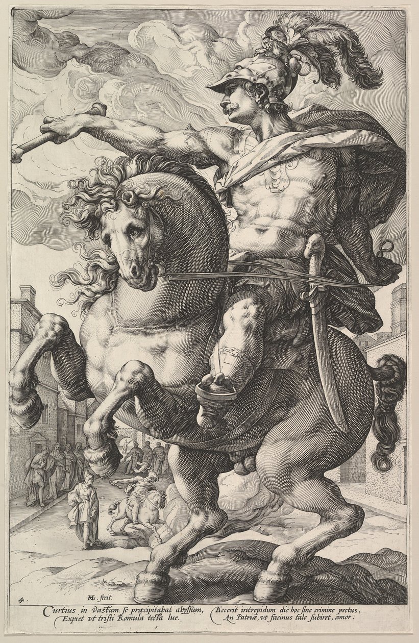 Marco Curcio, de la serie Los Héroes Romanos, 1586 de Hendrik Goltzius