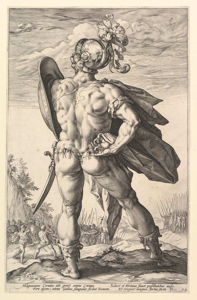 Marcus Valerius, de la serie Los héroes romanos, 1586 de Hendrik Goltzius
