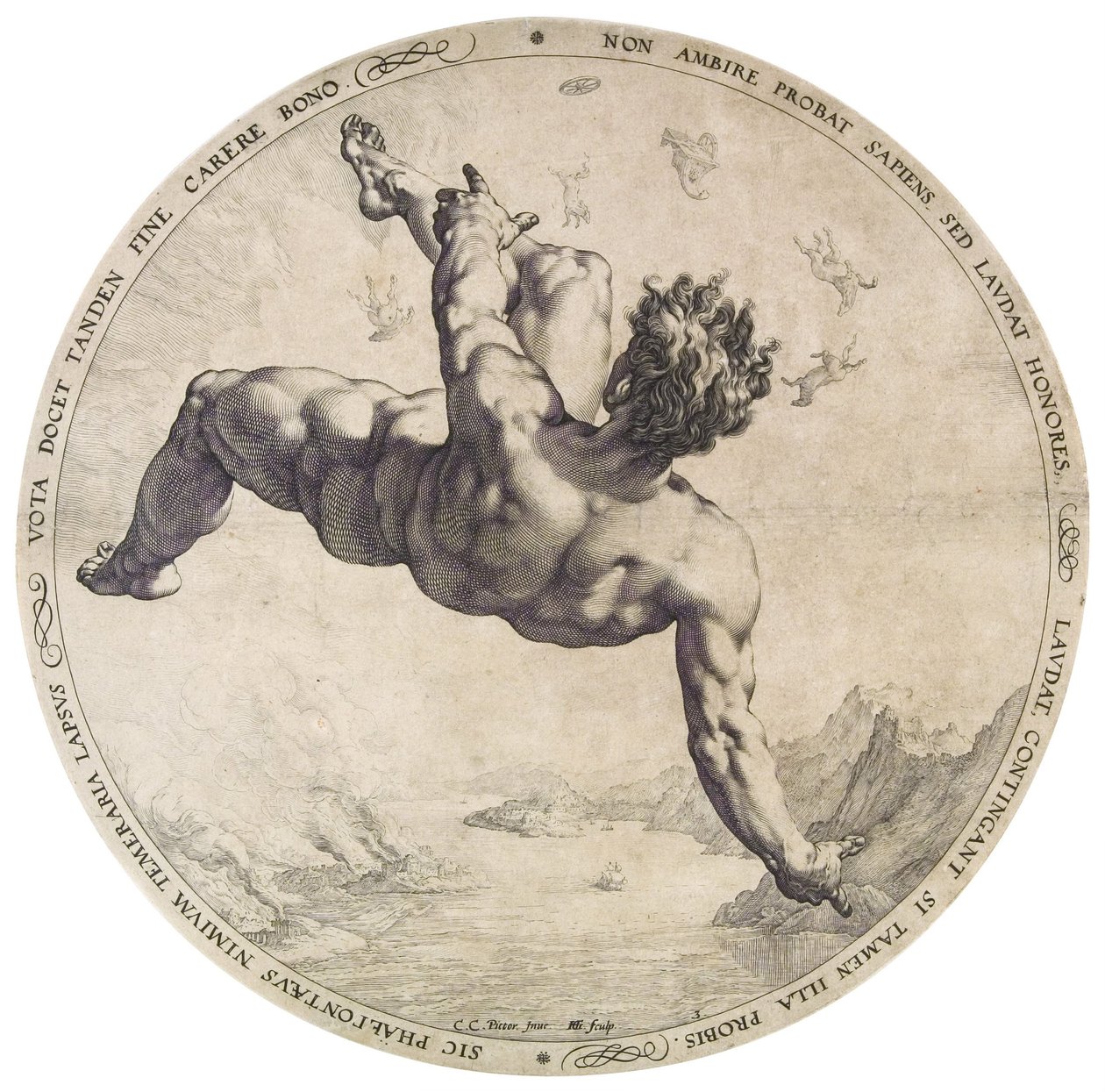 Faetón, de la serie de los Cuatro Desgraciados de Hendrik Goltzius