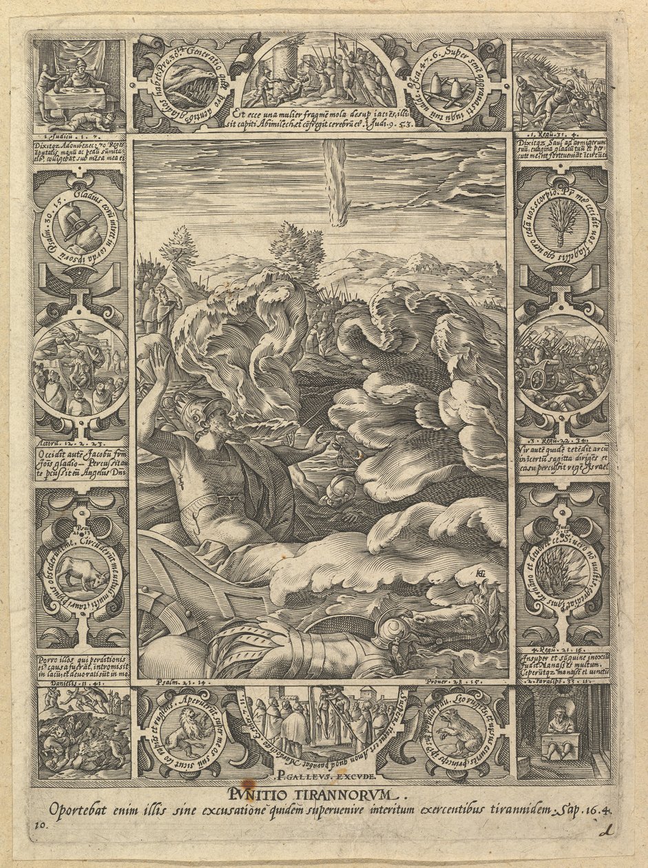 Punitio Malorum, de Alegorías de la Fe Cristiana, de Alegorías Cristianas y Profanas, s.f. de Hendrik Goltzius
