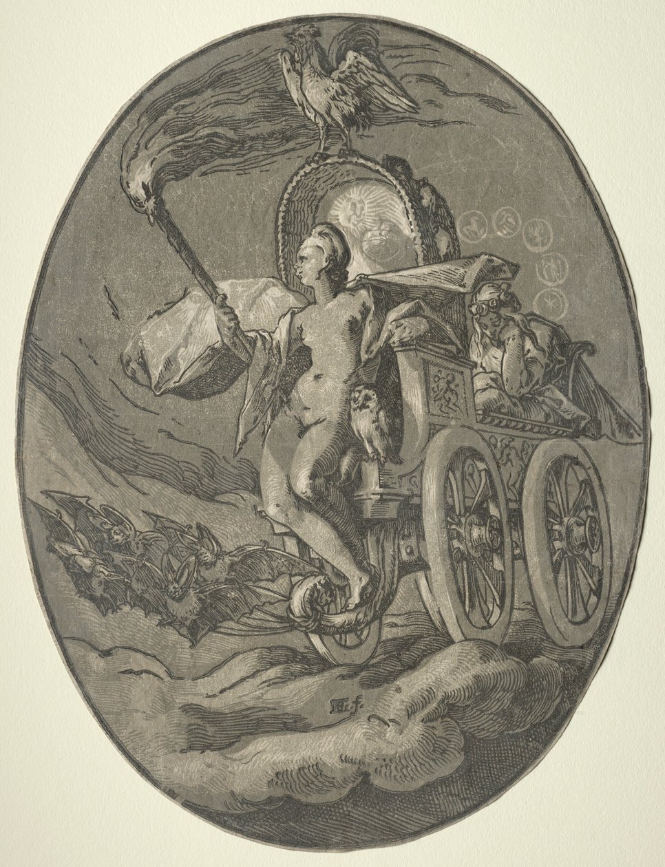 Siete deidades: Nox Noche, 1588-1590 de Hendrik Goltzius