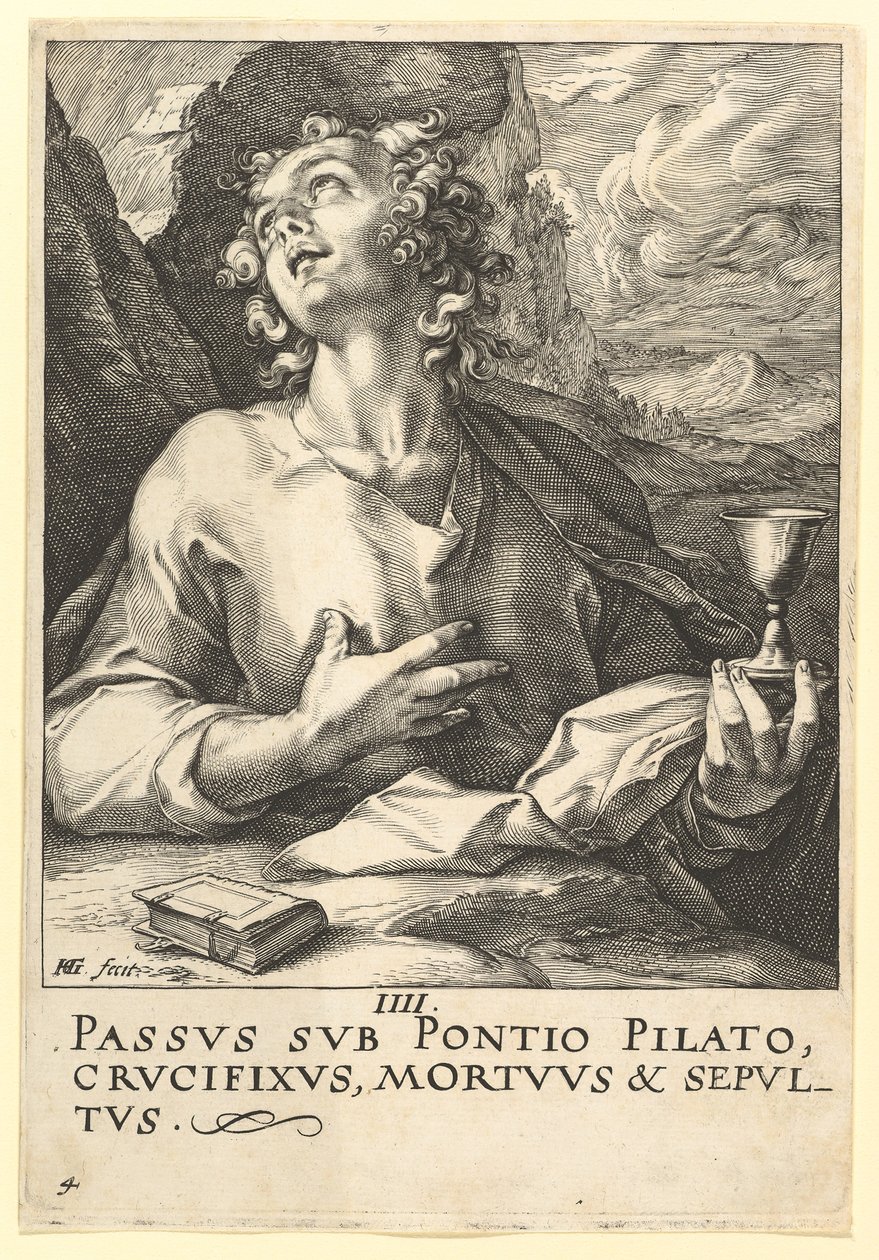 San Juan, de Cristo, los Apóstoles y San Pablo con el Credo de Hendrik Goltzius